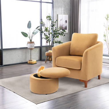 Mercer41 Danas Velvet Armchair with Ottoman | Wayfair